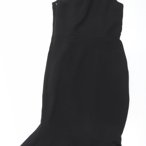 River Island Women’s Black One Shoulder Ruffle Bodycon Dress Size 8