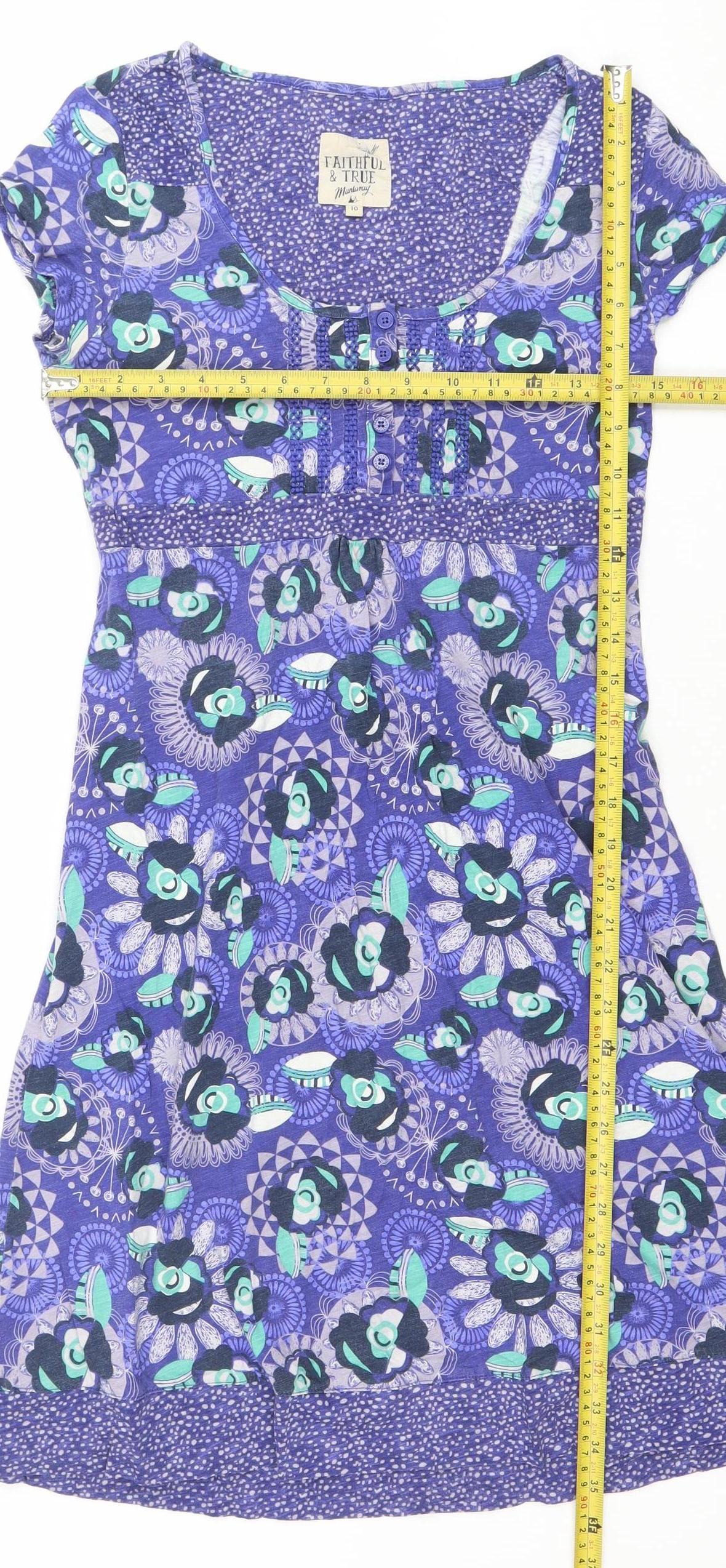 Faithful & True Womens Purple Floral A-Line Jersey Dress Size 10
