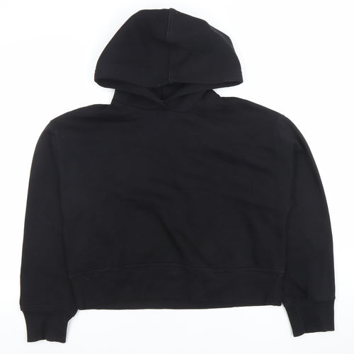 ZARA Women Black S Pullover Hoodie Cotton Casual Lined