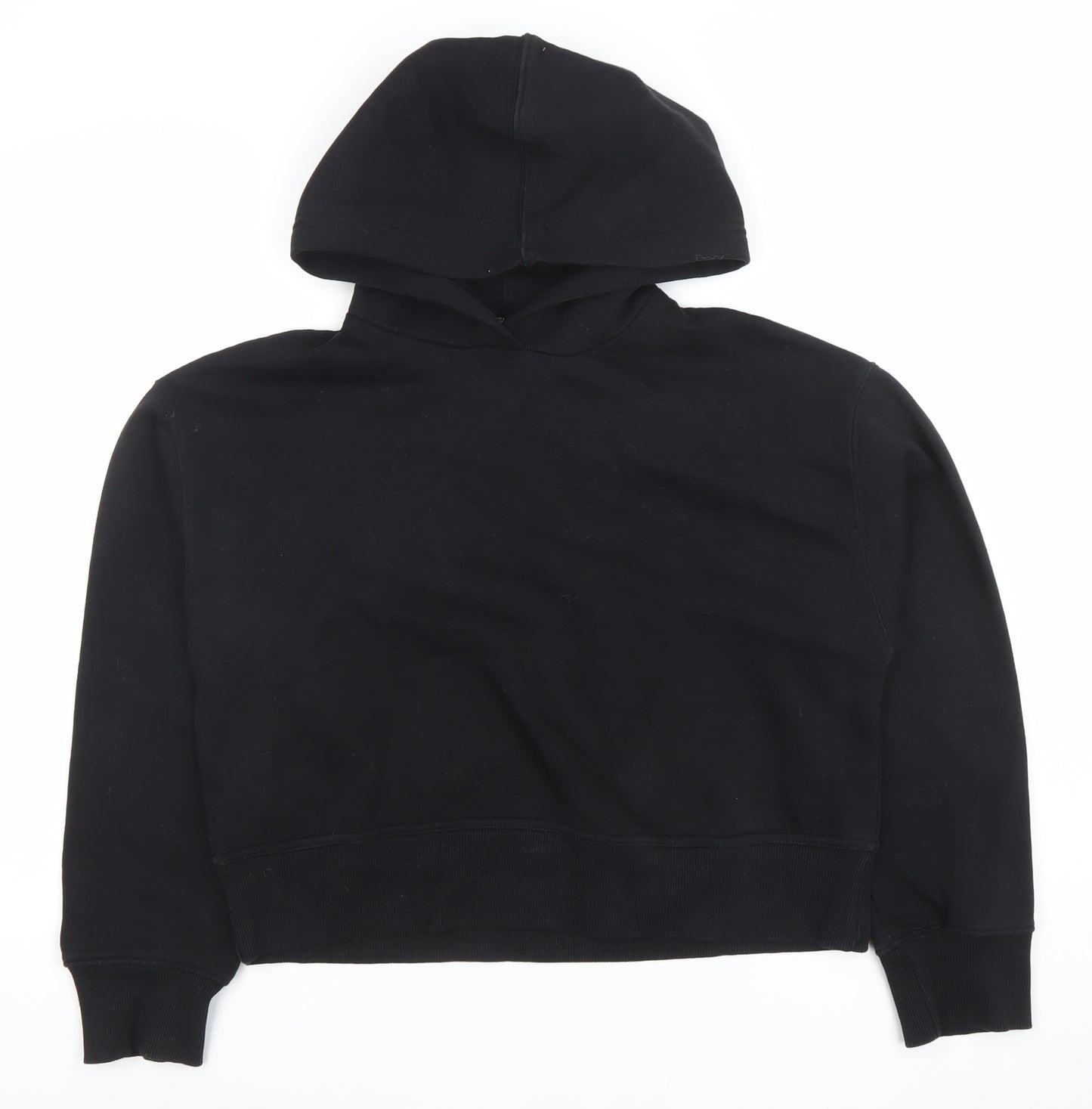 ZARA Women Black S Pullover Hoodie Cotton Casual Lined