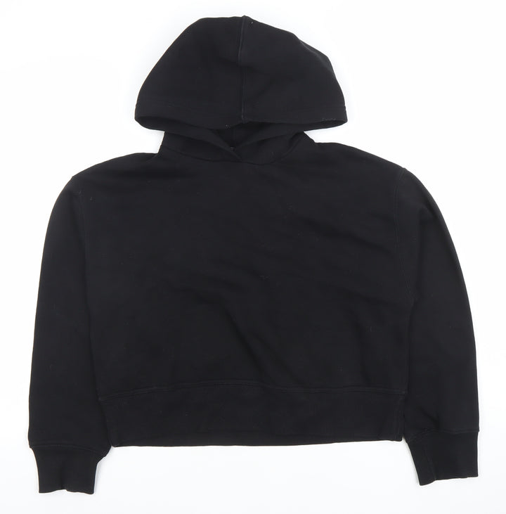 ZARA Women Black S Pullover Hoodie Cotton Casual Lined
