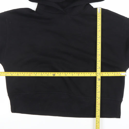 ZARA Women Black S Pullover Hoodie Cotton Casual Lined