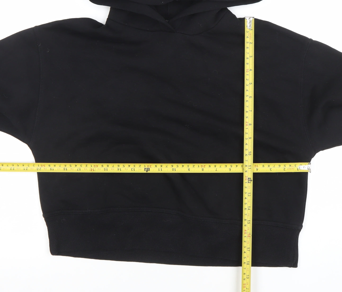 ZARA Women Black S Pullover Hoodie Cotton Casual Lined