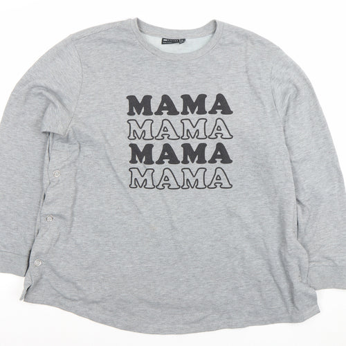 ASOS Women Grey MAMA Sweatshirt Size 14 Cotton Blend Pullover