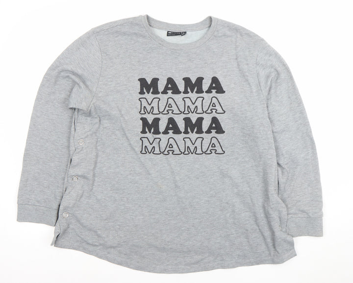ASOS Women Grey MAMA Sweatshirt Size 14 Cotton Blend Pullover