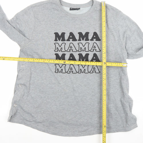 ASOS Women Grey MAMA Sweatshirt Size 14 Cotton Blend Pullover