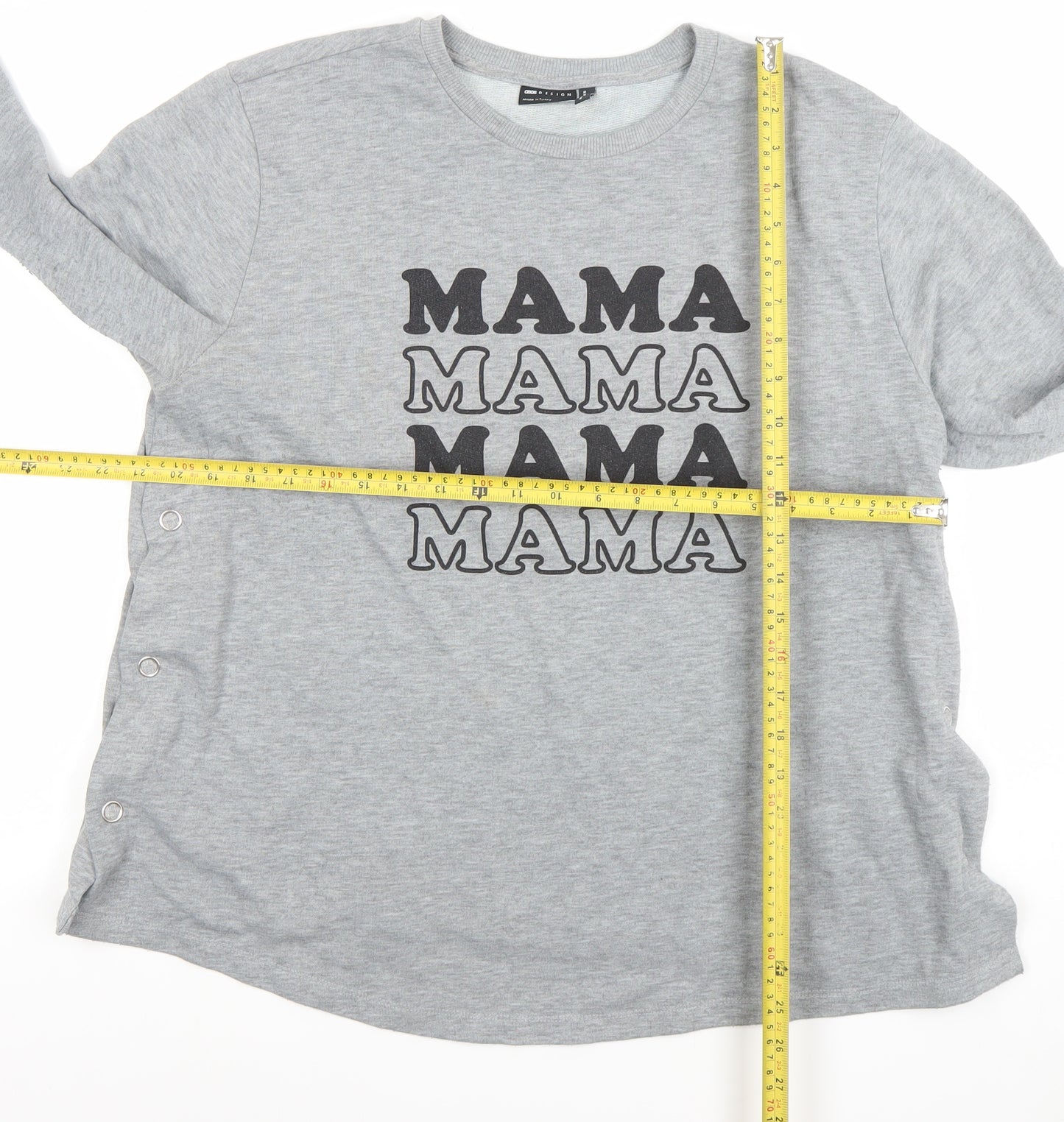ASOS Women Grey MAMA Sweatshirt Size 14 Cotton Blend Pullover