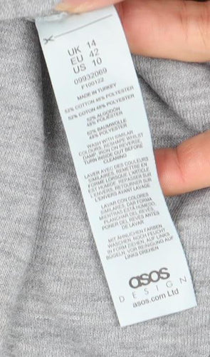 ASOS Women Grey MAMA Sweatshirt Size 14 Cotton Blend Pullover
