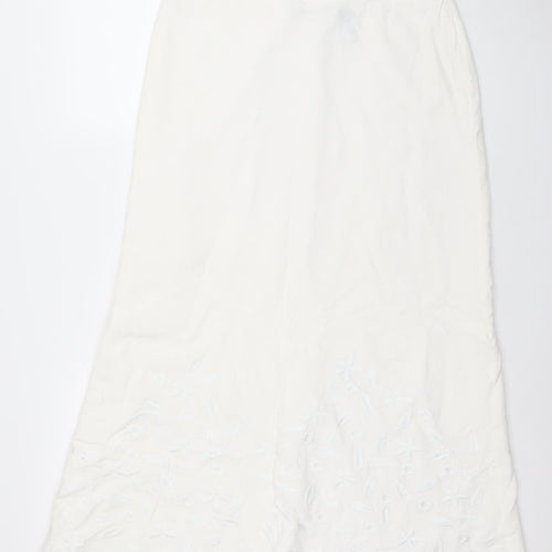 Marina Luna Women's White Linen Blend A-Line Skirt Size 14