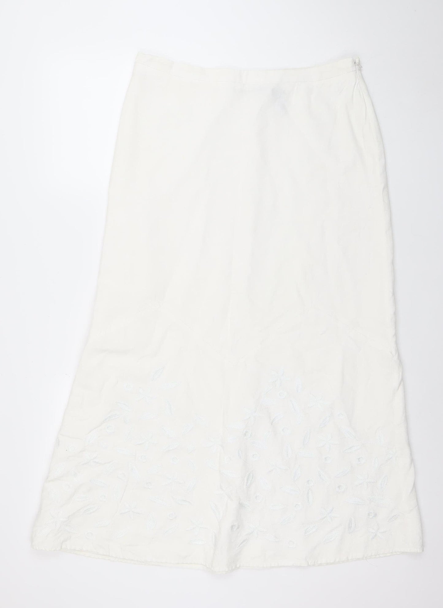 Marina Luna Women's White Linen Blend A-Line Skirt Size 14