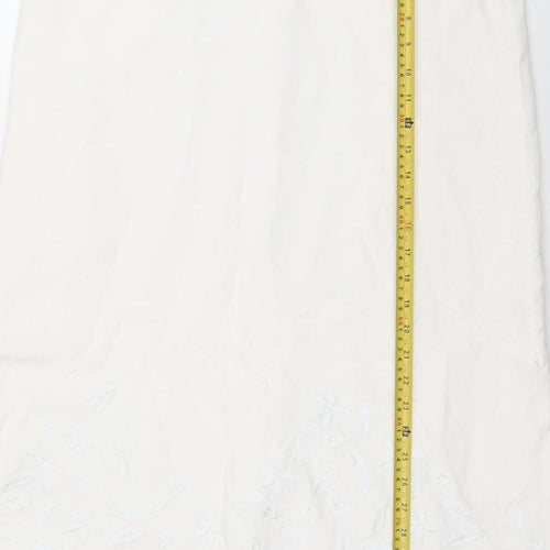 Marina Luna Women's White Linen Blend A-Line Skirt Size 14