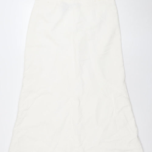 Marina Luna Women's White Linen Blend A-Line Skirt Size 14