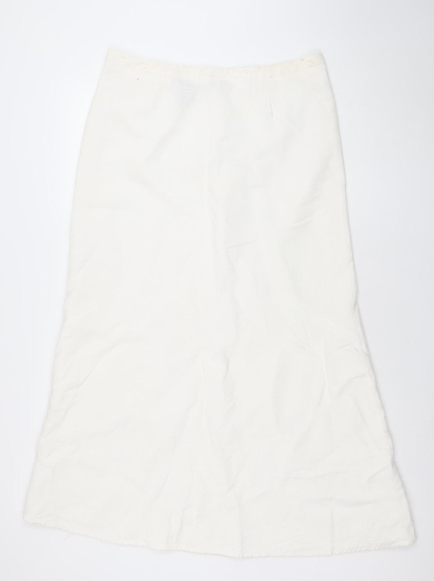 Marina Luna Women's White Linen Blend A-Line Skirt Size 14
