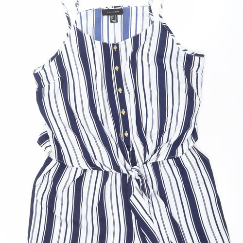 Atmosphere Women Blue White Striped Playsuit Size 14 Sleeveless Summer