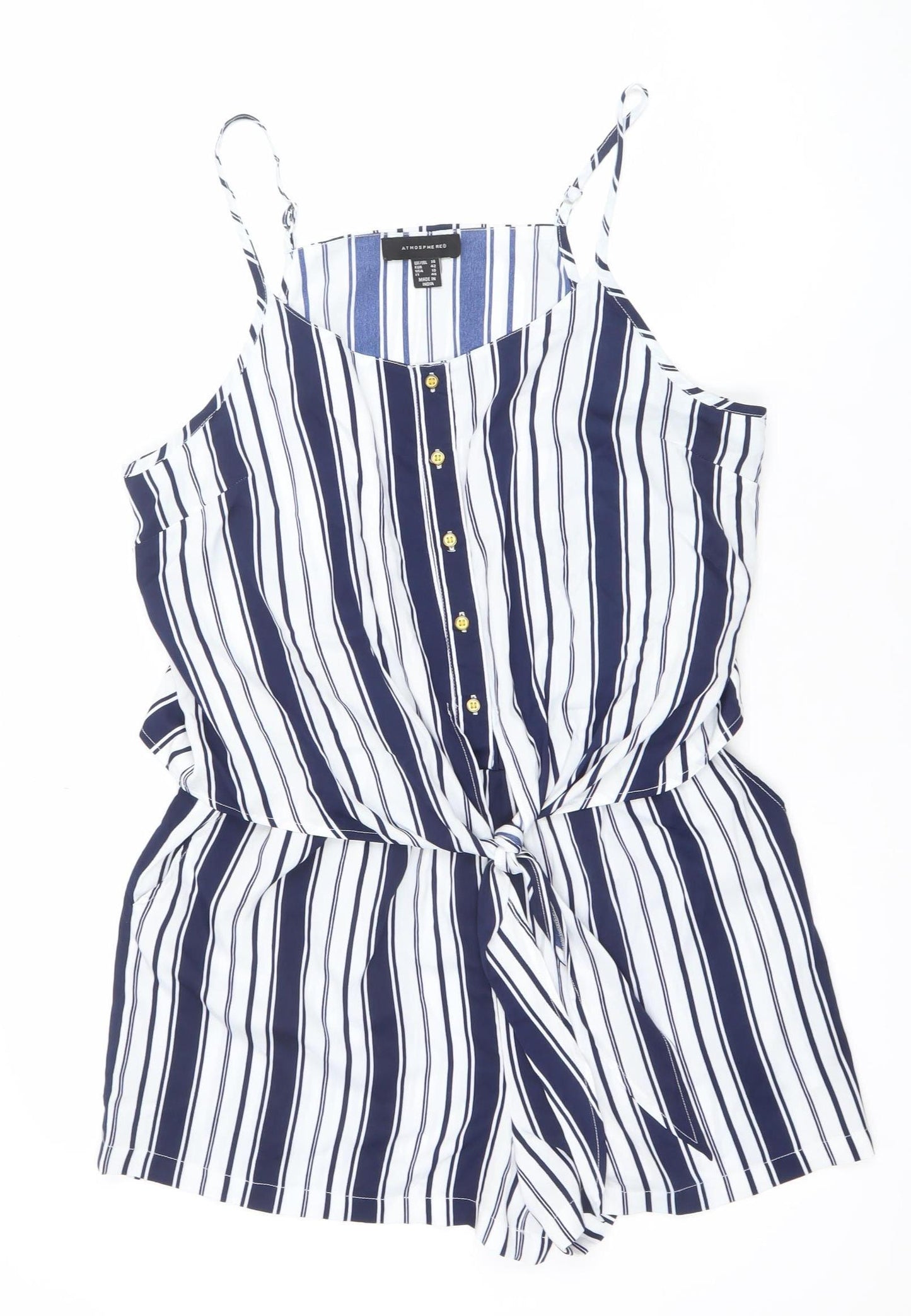 Atmosphere Women Blue White Striped Playsuit Size 14 Sleeveless Summer