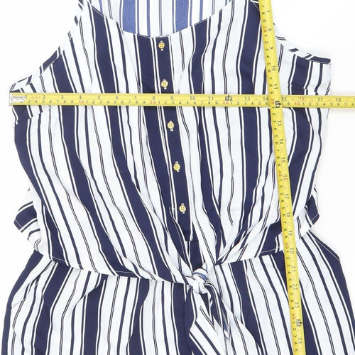 Atmosphere Women Blue White Striped Playsuit Size 14 Sleeveless Summer