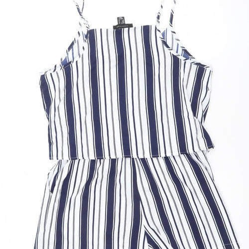 Atmosphere Women Blue White Striped Playsuit Size 14 Sleeveless Summer