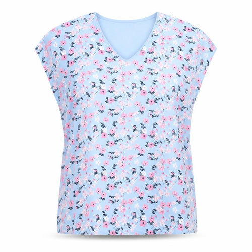 Dunnes Women's Blue Floral V-Neck Sleeveless Blouse Size M