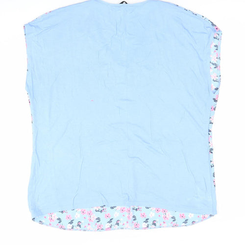 Dunnes Women's Blue Floral V-Neck Sleeveless Blouse Size M