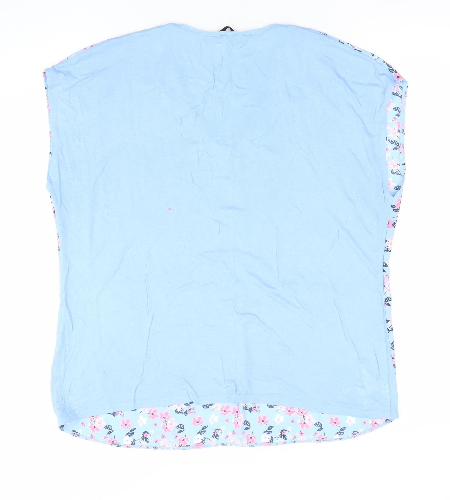 Dunnes Women's Blue Floral V-Neck Sleeveless Blouse Size M