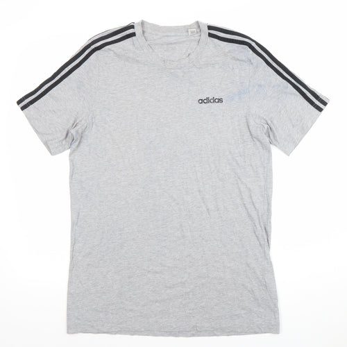 Adidas Men's Grey Short Sleeve Crew Neck Classic T-Shirt Size L