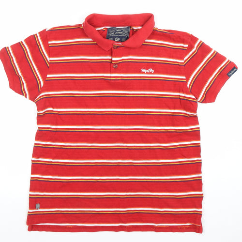 Tokyo Laundry Men's Red Striped Cotton Polo Shirt Size L