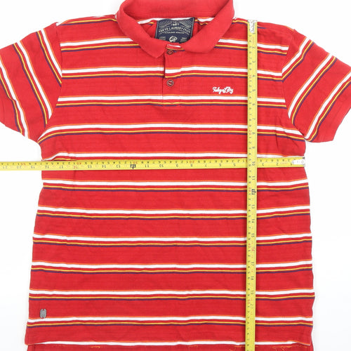 Tokyo Laundry Men's Red Striped Cotton Polo Shirt Size L