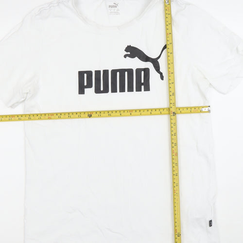 Puma Men's White Regular Fit Short Sleeve Crew Neck Sports T-Shirt M