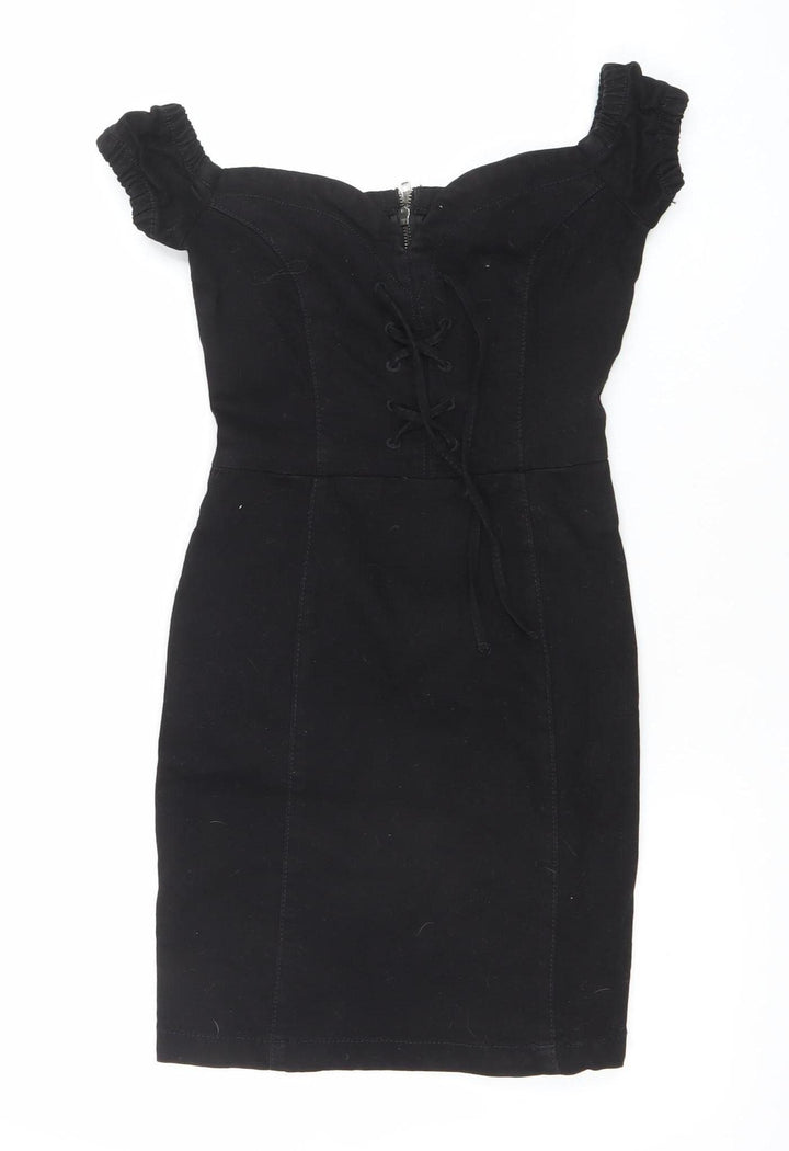 Dennis Basso Women’s Black Cotton Bodycon Knee-Length Dress Size 6