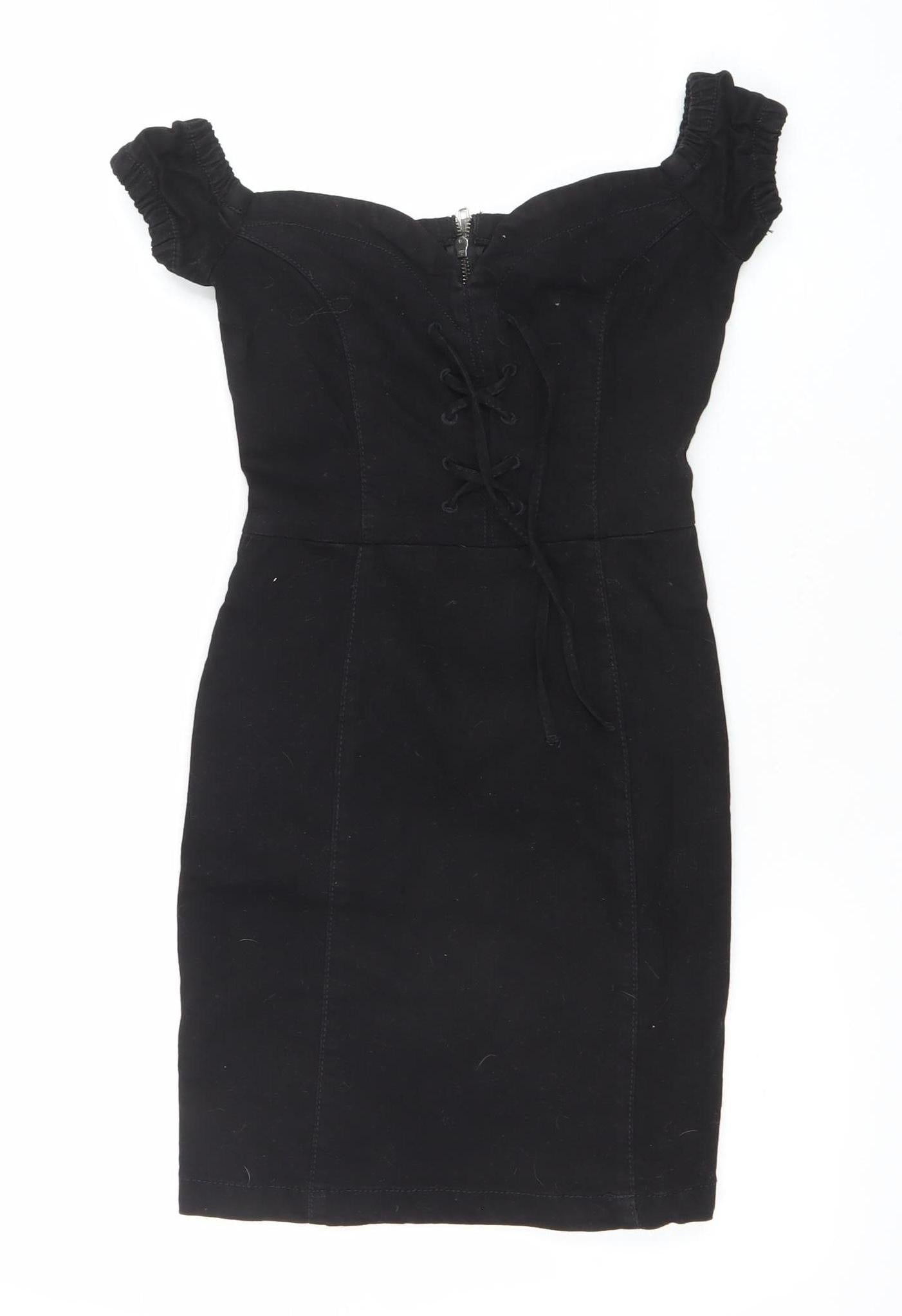 Dennis Basso Women’s Black Cotton Bodycon Knee-Length Dress Size 6