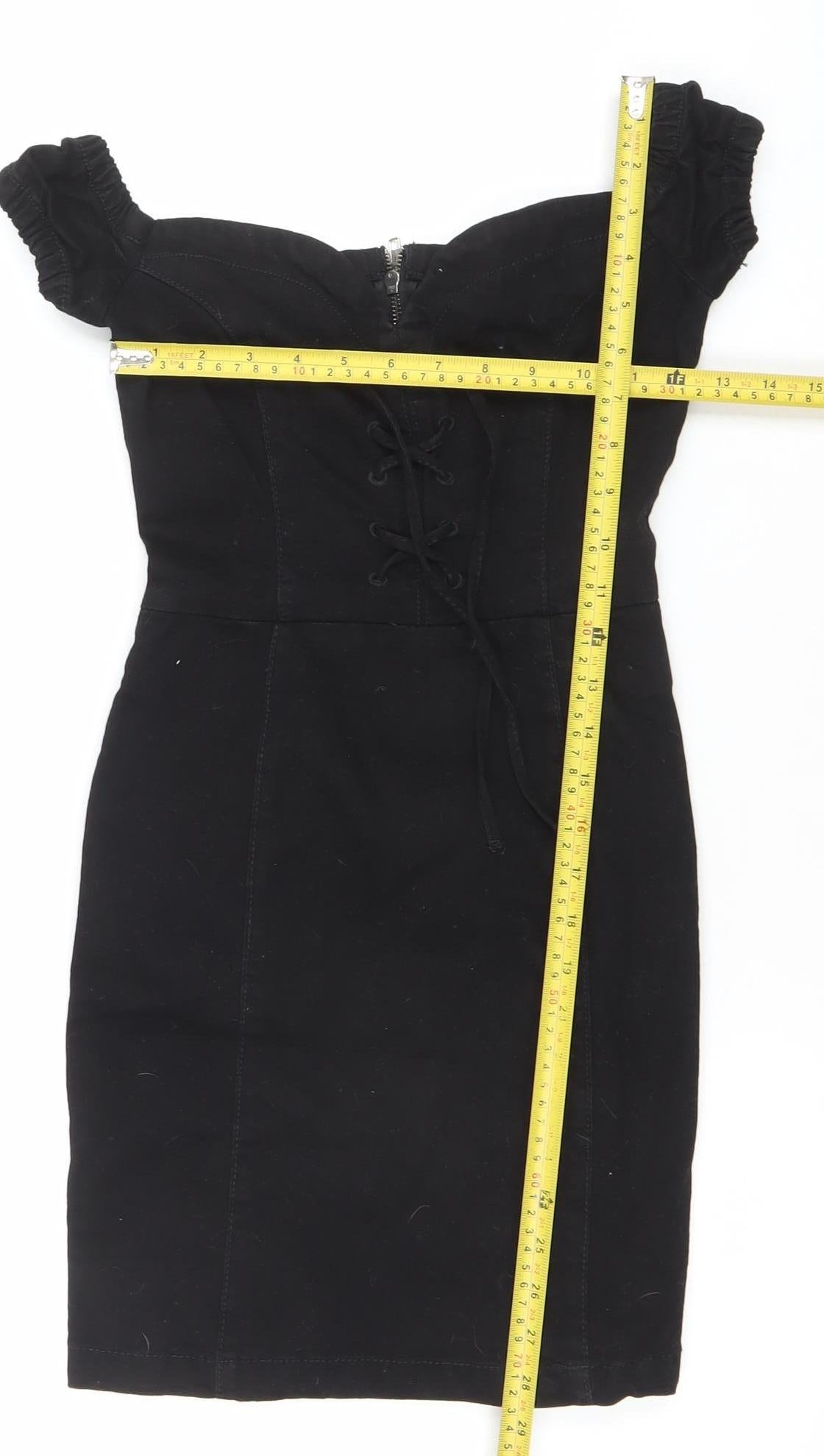 Dennis Basso Women’s Black Cotton Bodycon Knee-Length Dress Size 6