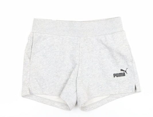 Puma Womens Grey XS Athletic Shorts Lightweight Cotton Blend
