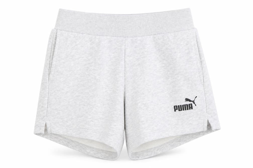 Front view of Puma women’s grey xs athletic shorts lightweight cotton blend