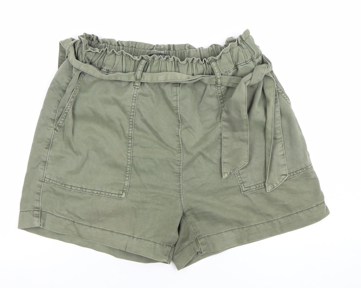 Dunnes Women Green Paperbag Belted Shorts Size S