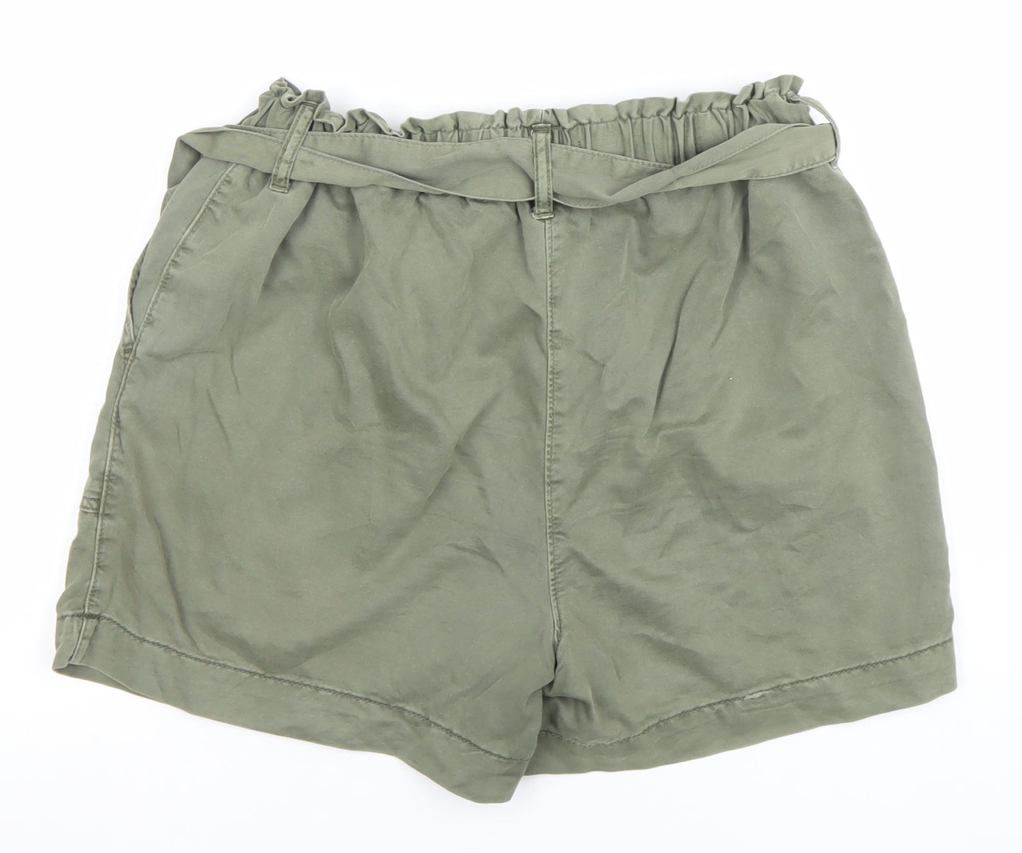 Dunnes Women Green Paperbag Belted Shorts Size S