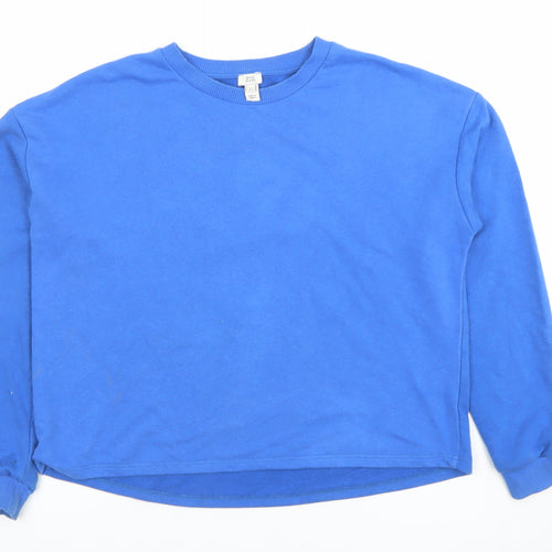 River Island Womens Blue XS Pullover Sweatshirt Cotton Blend