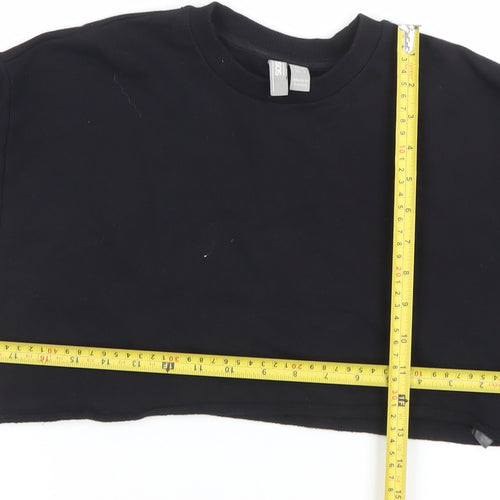 ASOS Women Black Crop Pullover Sweatshirt Size 8 Cotton Crew Neck