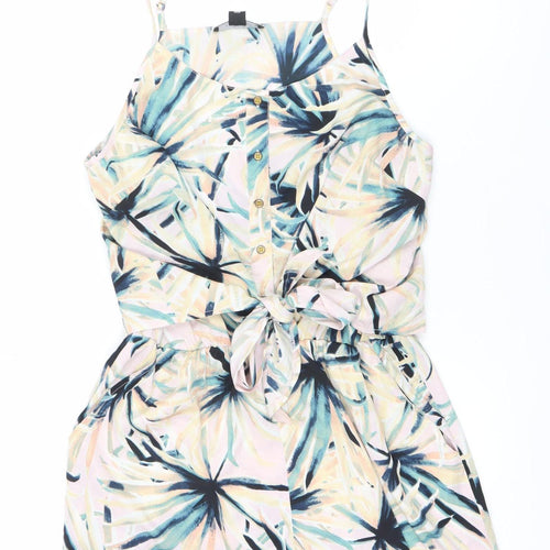 Atmosphere Women’s Multicoloured Floral Tie Waist Sleeveless V-Neck Playsuit Size 14