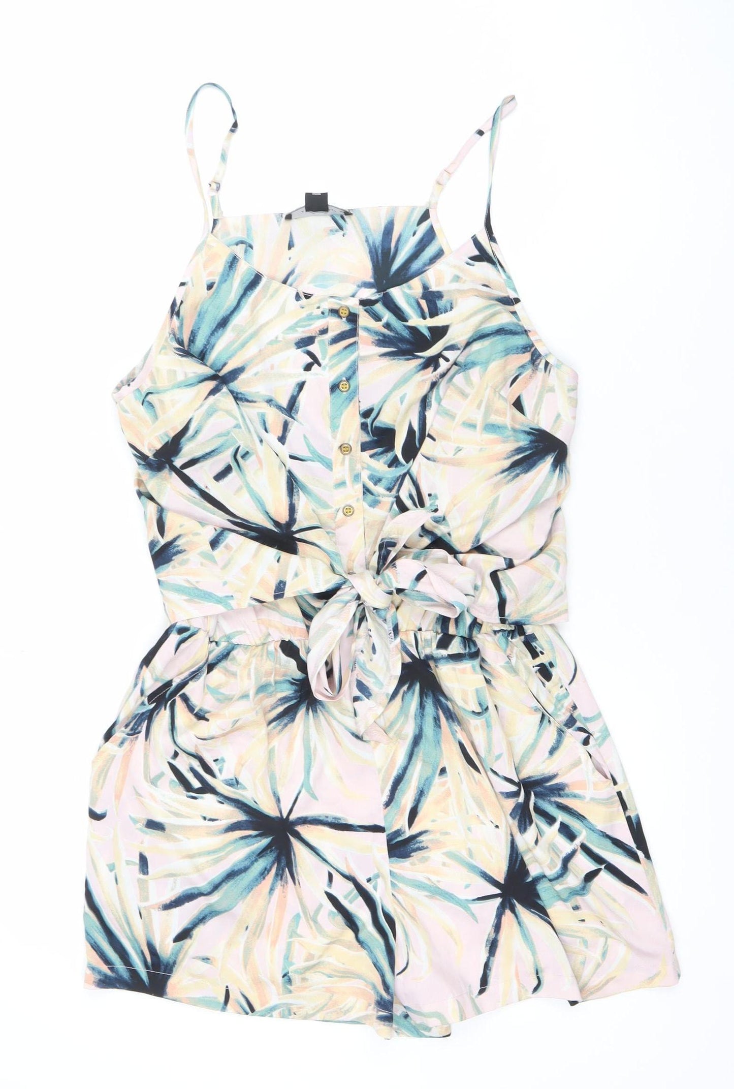 Atmosphere Women’s Multicoloured Floral Tie Waist Sleeveless V-Neck Playsuit Size 14