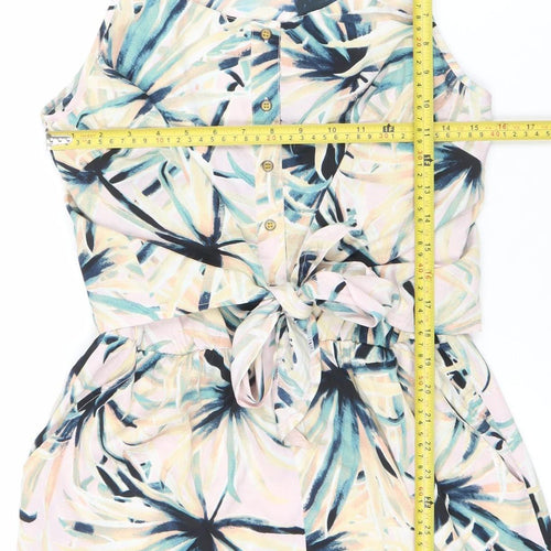 Atmosphere Women’s Multicoloured Floral Tie Waist Sleeveless V-Neck Playsuit Size 14