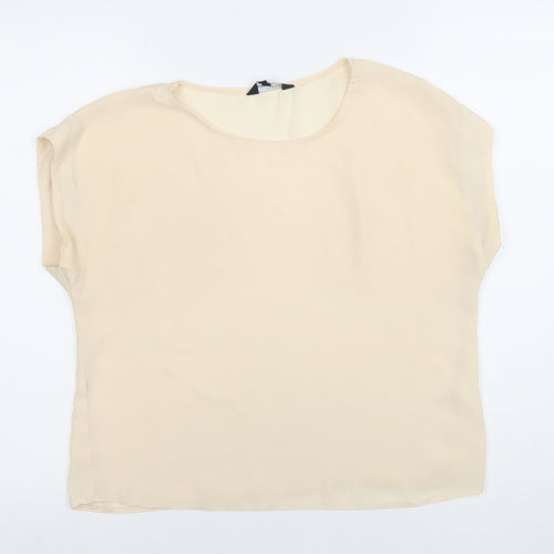 New Look Women’s Beige Chiffon Short Sleeve Blouse Size 12