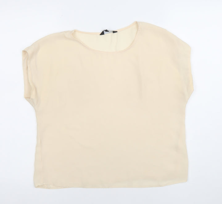 New Look Women’s Beige Chiffon Short Sleeve Blouse Size 12