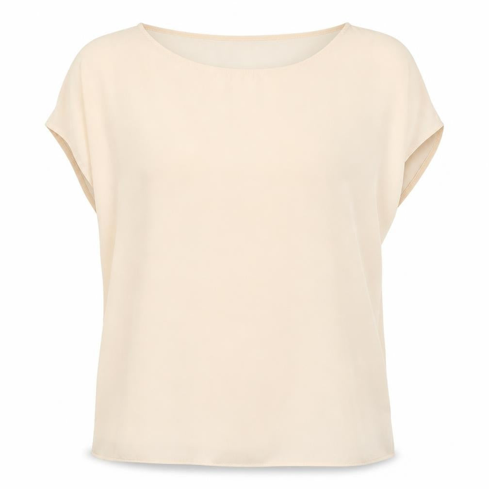 New Look Women’s Beige Chiffon Short Sleeve Blouse Size 12
