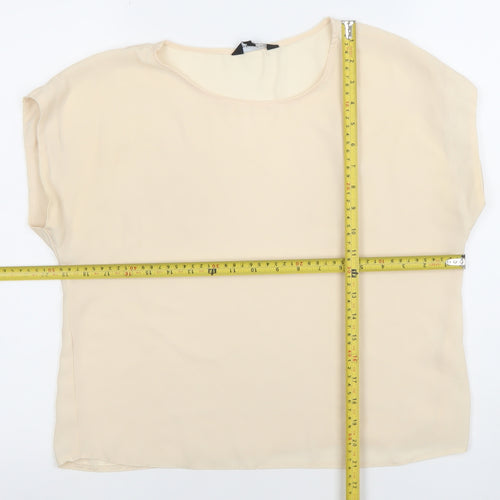 New Look Women’s Beige Chiffon Short Sleeve Blouse Size 12