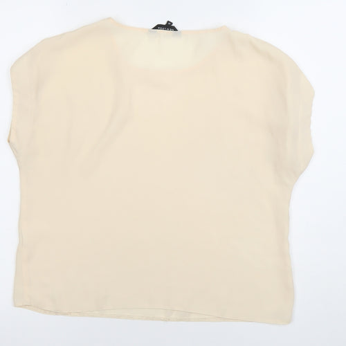 New Look Women’s Beige Chiffon Short Sleeve Blouse Size 12