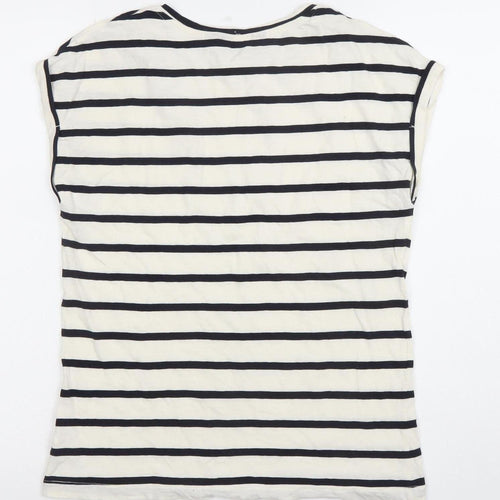 Dorothy Perkins Women’s White Striped Cotton T-Shirt Size 12
