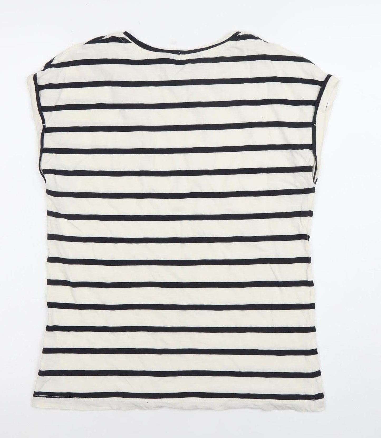 Dorothy Perkins Women’s White Striped Cotton T-Shirt Size 12