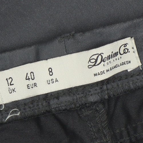 Denim Co Women Black Size 12 Skinny Trousers with Zip Detail