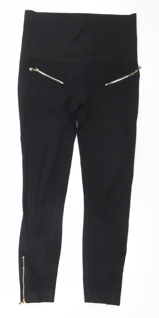 Hollywood Pants Women's Black Zip Detail High Rise Leggings Size M
