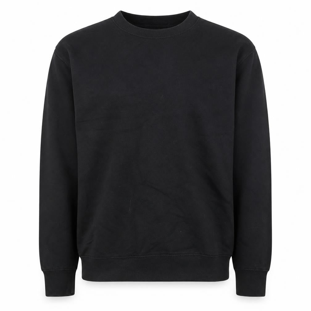 Front view of Boohoo Men Black Small Crew Neck Pullover Sweatshirt Official Logo